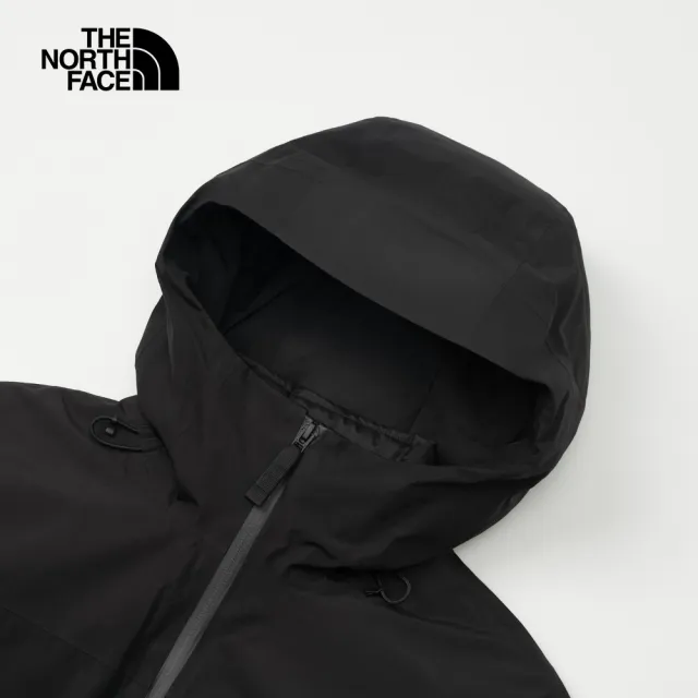 【The North Face 官方旗艦】北面女款黑色Gore-Tex防水防風透氣保暖連帽羽絨內裡三合一外套｜83RU4H0