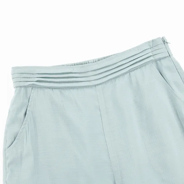 【ILEY 伊蕾】素雅造型腰頭雪紡寬褲(淺藍色；M-XL；1241076717)
