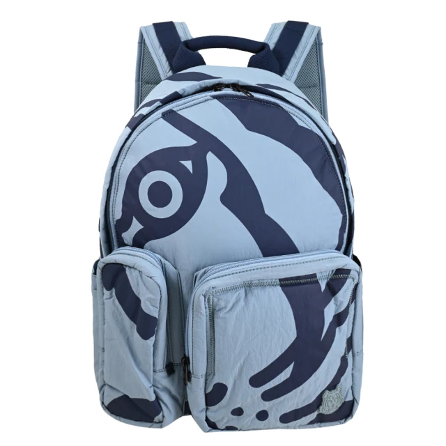 KENZO 品牌英文LOGO印花厚尼龍前口袋旅用包後背包(白