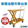 【NANSIN南星】總代理公司貨-日本單層油壓升降台車BS-50(油壓升降/手推車/推車/搬運器/工業推車/工廠)