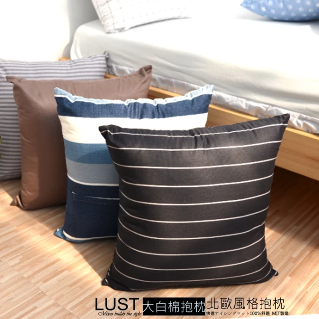 LUST 北歐風格靠枕 方抱纖維枕1入 50x50cm 布套可拆洗靠枕 懶骨頭/沙發靠墊(台灣製造)