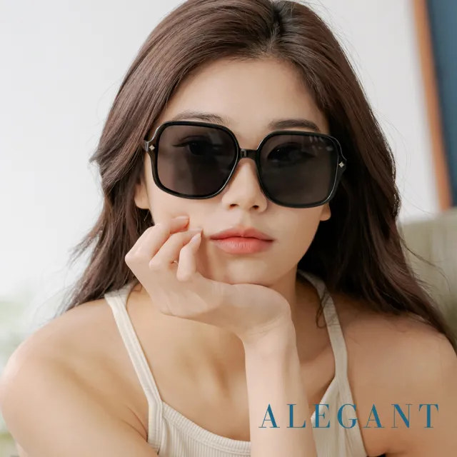 【ALEGANT】綻光復古光鑰黑十字設計感圓弧方框墨鏡/UV400太陽眼鏡(日輪的創藝琉光)