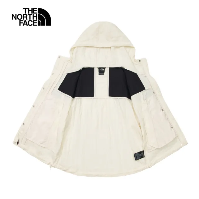 【The North Face 官方旗艦】北面女款米白色DWR防潑水下擺抽繩連帽外套｜81RXROU