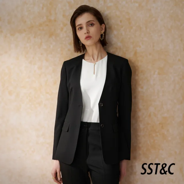 【SST&C】女裝 黑色無領合身版西裝外套7162405001(換季65折)