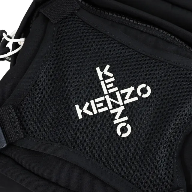 【KENZO】簡約經典LOGO造型尼龍單肩包後背包胸口包(黑)