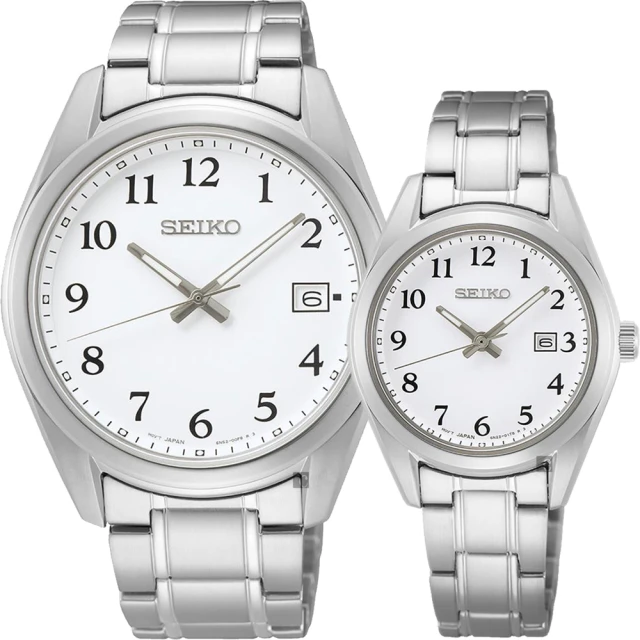 SEIKO 精工 CS 城市情侶手錶 對錶 送行動電源 畢業禮物(SUR459P1+SUR465P1)