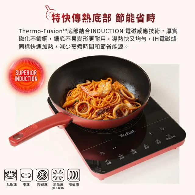 【Tefal 特福】法國製完美煮藝系列28CM不沾鍋炒鍋+28CM平底鍋(電磁爐適用)