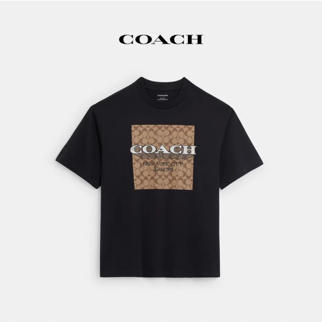 COACH蔻馳官方直營 NEW YORK棉質經典Logo印花T恤-黑色(CR489)