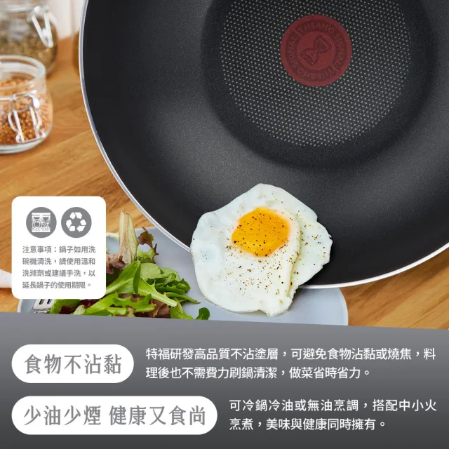 【Tefal 特福】MOMO獨家典雅灰不沾鍋2鍋5件組(炒鍋+湯鍋+湯杓+鍋鏟)