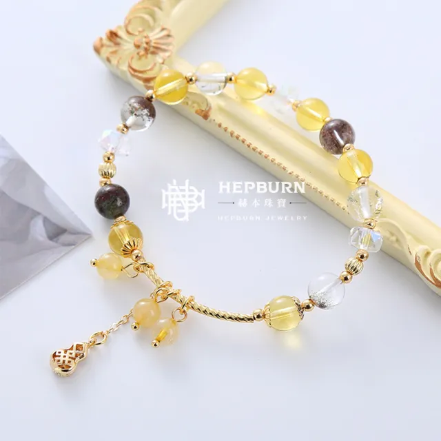 【赫本珠寶】天然招財黃水晶綠幽靈水晶手鍊(8mm)