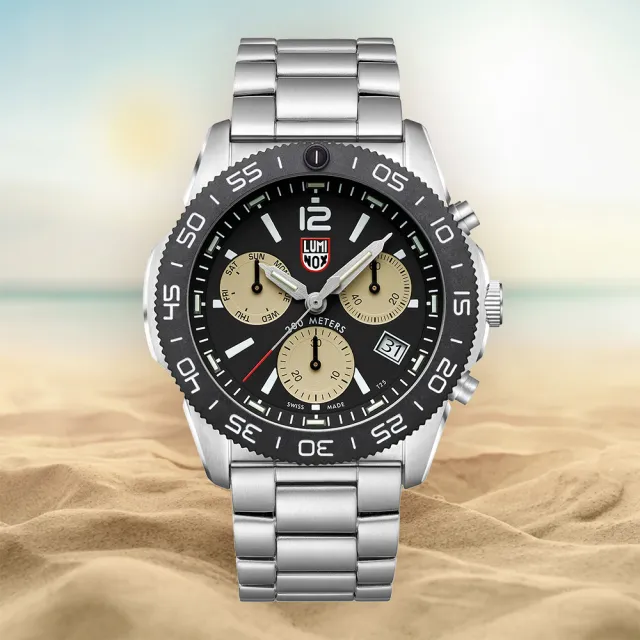 【LUMINOX 雷明時】Pacific Diver Chrono太平洋潛行者雙曆計時腕錶(沙色 / 3150M)