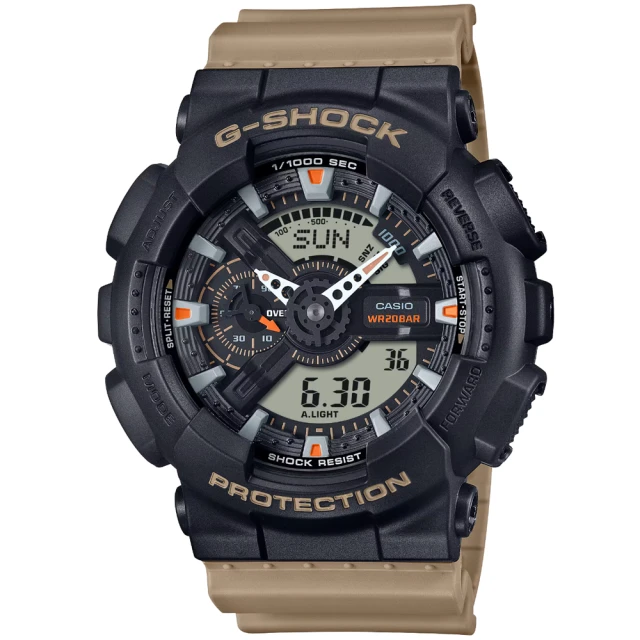 CASIO 卡西歐 卡西歐G-SHOCK運動鬧鈴雙顯錶-黑(GA-110TU-1A5 台灣公司貨)