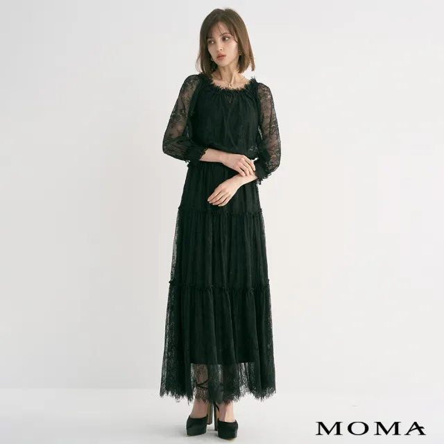 【MOMA】優雅蕾絲二件式洋裝(黑色)