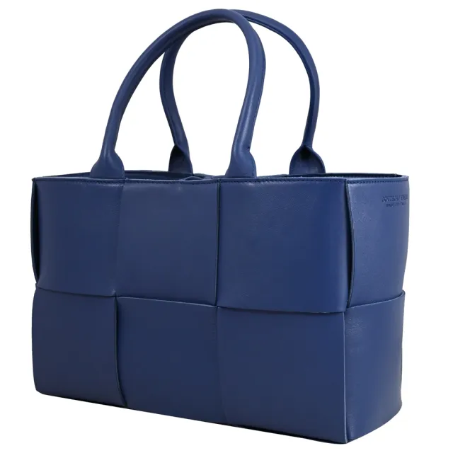 【BOTTEGA VENETA 寶緹嘉】經典手工大格編織小牛皮附萬用袋肩背包托特包(藍 買就送BV隨機吊飾鑰匙圈)