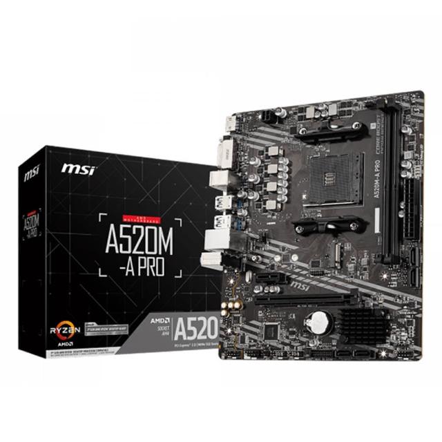 【MSI 微星】微星 A520M-A PRO 主機板+AMD R5 3400G 代理盒裝(M+C組合包)