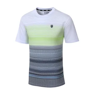 【K-SWISS】涼感排汗T恤-男-白/藍綠 PF Tee