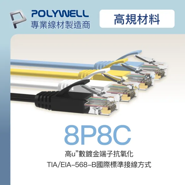 【POLYWELL】CAT6 高速網路傳輸扁線 /1M