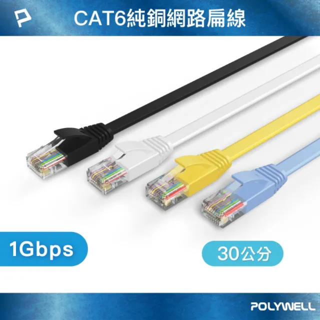 【POLYWELL】CAT6 高速網路傳輸扁線 /0.3M