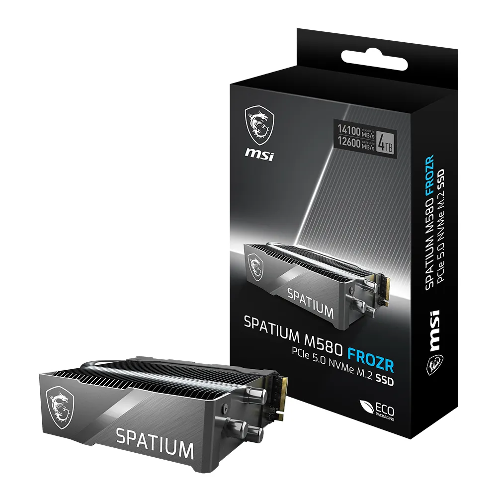 【MSI 微星】SPATIUM M580 FROZR 4TB M.2 2280 PCIe 5.0 ssd固態硬碟 含散熱器(讀14100M/寫12600M)