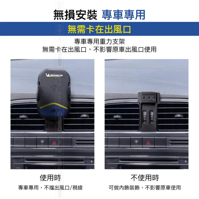 【Michelin 米其林】VW 福斯 POLO 2011-18 專用ML99無線充手機架(QI認證 感應自動開合 峰值15W)