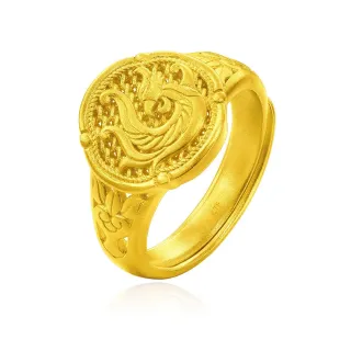 【周大福】傳承系列 鳳雅芳華黃金戒指_計價黃金(可調式戒圍)