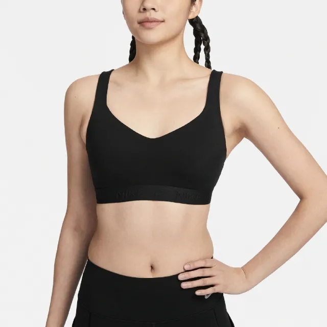 【NIKE 耐吉】運動內衣 Indy Sports Bra 黑 高強度支撐 可調肩帶 速乾 背扣 瑜珈 健身(FD1069-010)