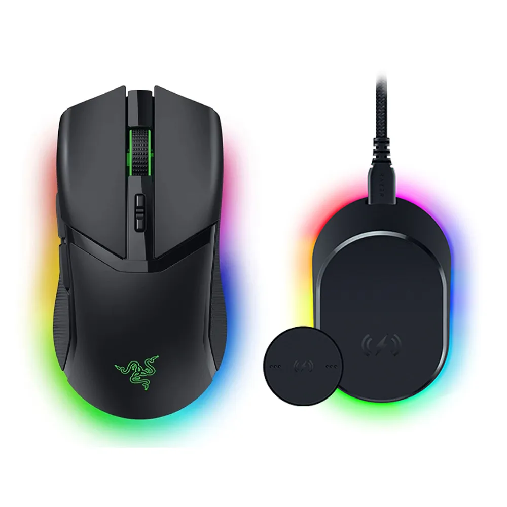 【Razer 雷蛇】無線充電座超值組★Cobra Pro 眼鏡蛇 Pro 輕量化三模無線滑鼠-黑色+Mouse Dock Pro