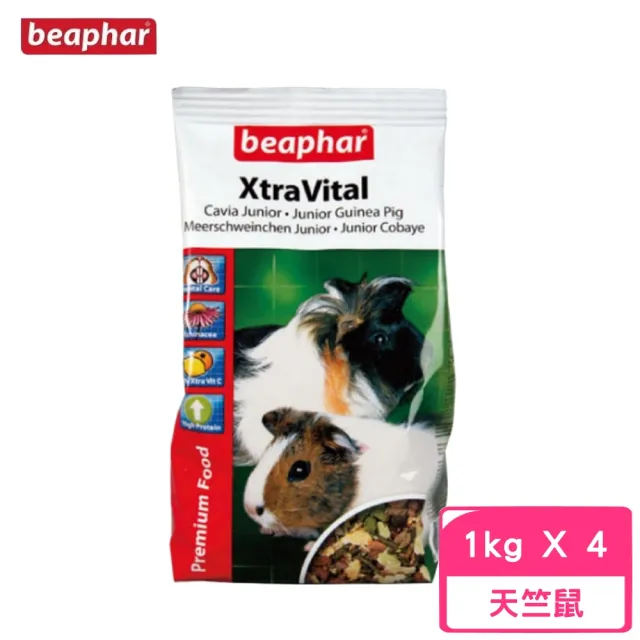 【Beaphar 樂透】超級活力天竺鼠飼料 1kg*4包組