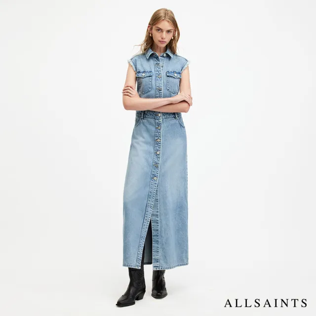 【ALLSAINTS】夏日優雅人造絲印花刺繡洋裝(多款任選)