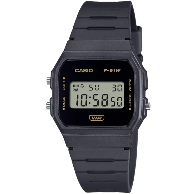 CASIO 卡西歐 卡西歐鬧鈴電子錶-黑(F-91WB-8A 台灣公司貨)