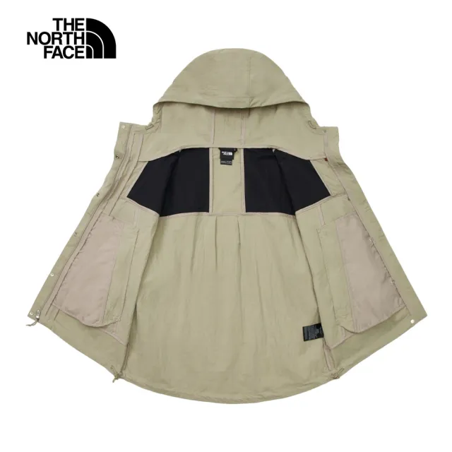 【The North Face 官方旗艦】北面女款灰黑拼接防風防潑水下擺抽繩連帽外套｜81RX5IF(薄外套/ 運動/風衣)