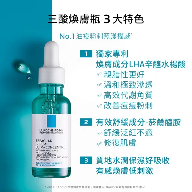 【理膚寶水】痘印掰掰組雙星組★極效三重酸煥膚精華30ml+全面修復霜 40ml_E(煥膚去粉刺)