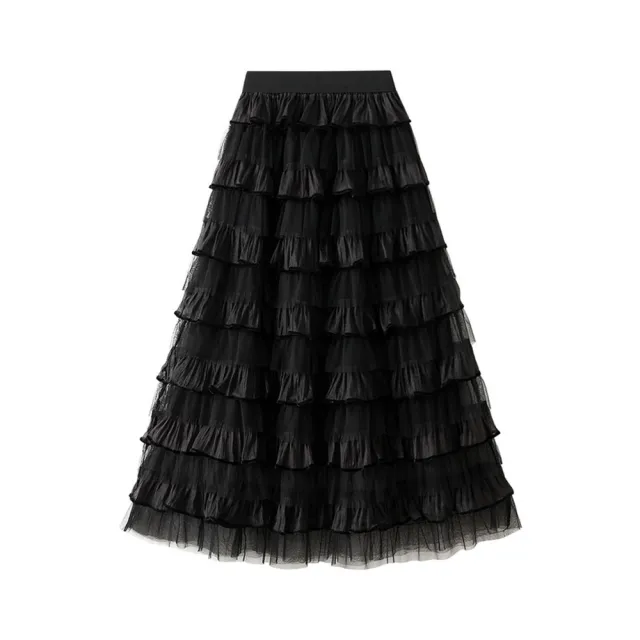 【巴黎精品】現貨+預購 女網紗裙A字裙百褶裙半身裙長裙大碼洋裝休閒大尺碼女裝(法式6色a1fq83)
