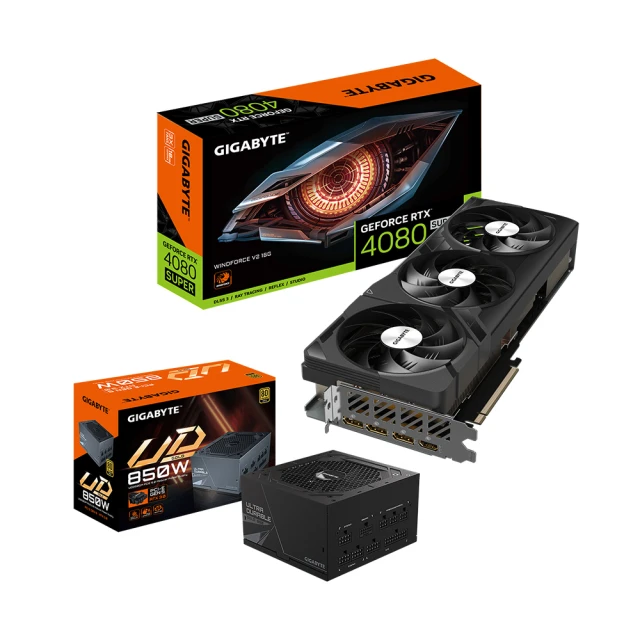 GIGABYTE 技嘉 RTX 4080S WINDFORCE V2 16G + 技嘉 UD850GM PG5電源供應器(4080 SUPER 超值組合包)