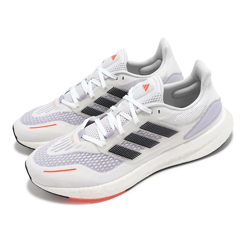 【adidas 愛迪達】慢跑鞋 Pureboost 22 男鞋 白 黑 紅 Boost 緩衝 輪胎大底 運動鞋 愛迪達(HQ3981)