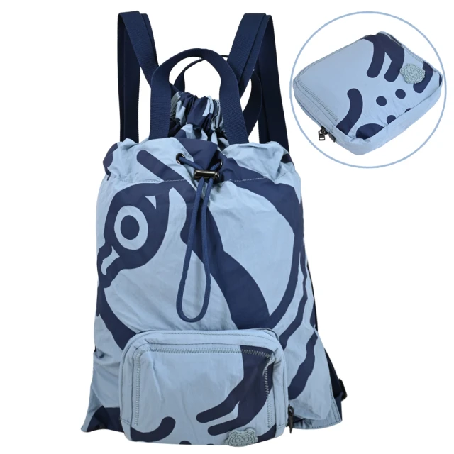 KENZO 品牌英文LOGO印花厚尼龍前口袋旅用包後背包(白