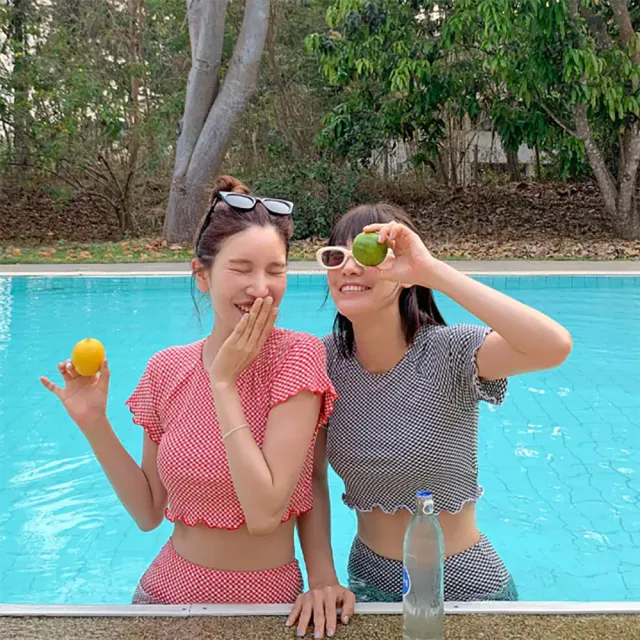 【SeasonsBikini】顯瘦短袖高腰泳衣-408(高腰泳衣短袖泳衣)