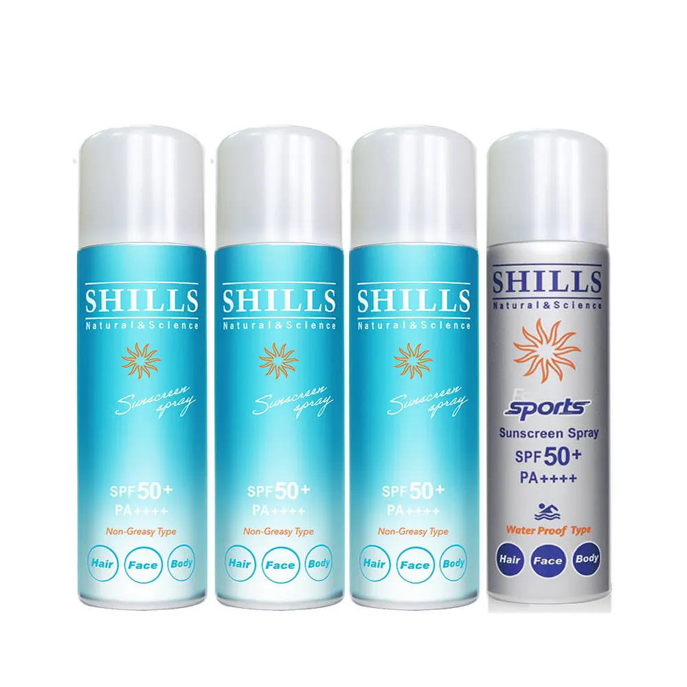 【SHILLS 舒兒絲】很耐曬超清爽零油感防曬冰鎮噴霧SPF50+PA++++日本藍*3+質感銀*1(日本原裝進口/防曬噴霧)