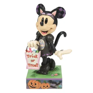 【Enesco】精品家飾 Disney 迪士尼 米妮萬聖節黑貓裝塑像居家擺飾