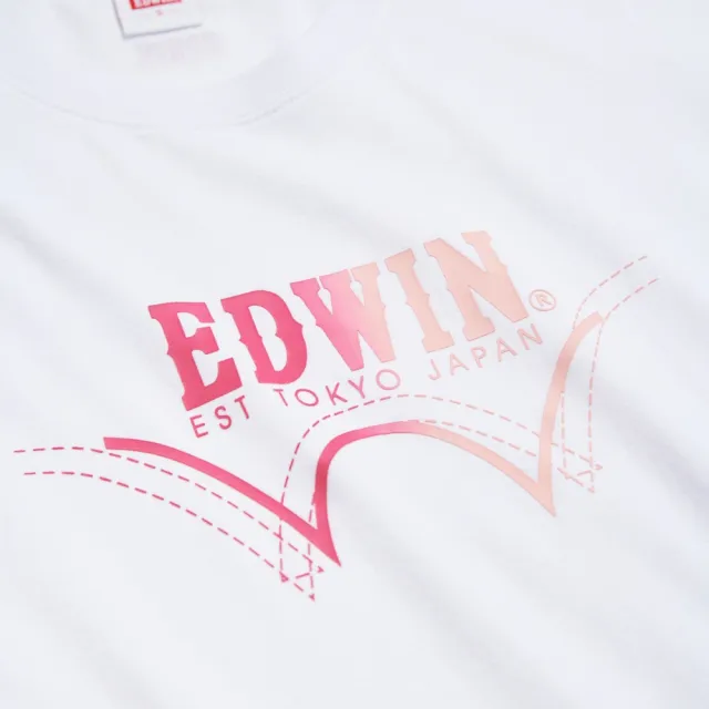 【EDWIN】女裝 漸層印花短袖T恤(白色)