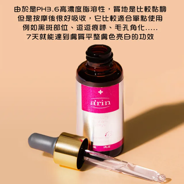 【arin氧潤】25%杏仁酸微剝煥膚精華30ml 超值2入組(杏仁酸精華液/單點急救使用/臉手背)