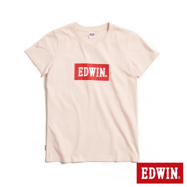 【EDWIN】女裝 音樂紅印花短袖T恤(淡粉紅)