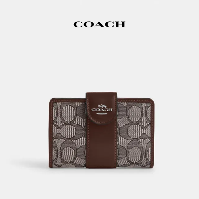 【COACH蔻馳官方直營】經典Logo中號角拉鍊腕包-橡木色/楓棕色(CU987)