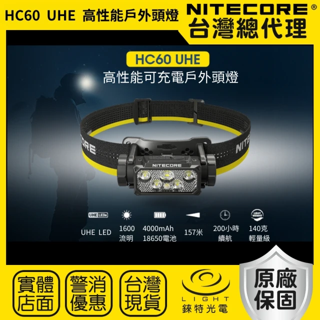 NITECORE 錸特光電 HC60 UHE 高性能戶外頭燈 1600流明 157米(紅白雙光源 可拆支架 附收納包)