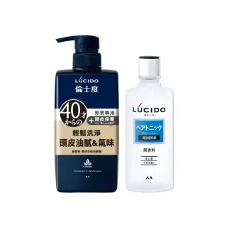 【LUCIDO倫士度】頭皮洗護組(去味洗髮精450ml+頭皮保養液200ml)