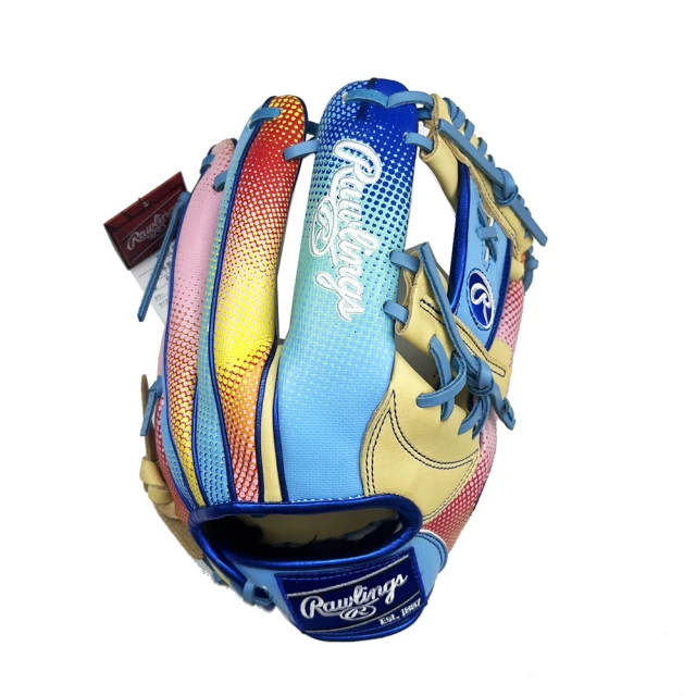 RAWLINGS 工字檔棒球手套約11.25吋彩色印花紅標軟