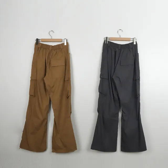 【MOSS CLUB】打褶立體口袋修身工裝長褲(咖 灰)
