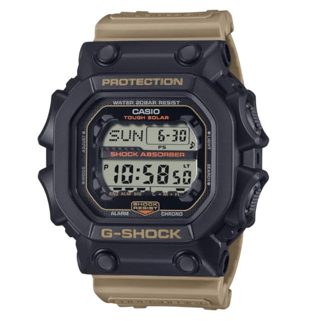 CASIO 卡西歐 G-SHOCK 太陽能 雙色調實用色系 實用精明風格 米色錶帶 經典方型 GX-56TU-1A5_53.6mm