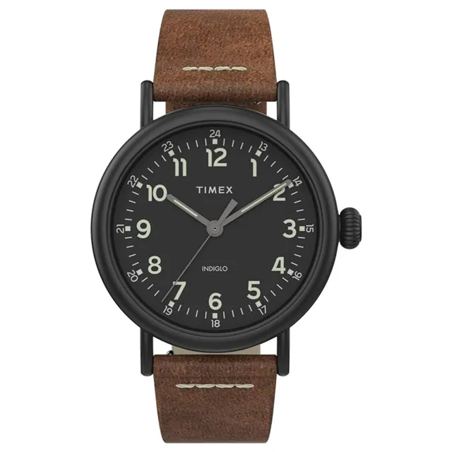 【TIMEX】天美時 復刻系列 40毫米標準男士手錶 黑x深棕 TXTW2T69300-1