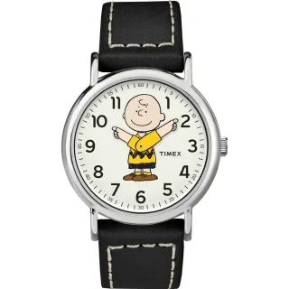 【TIMEX】天美時 x Peanuts限量聯名系列 38毫米查理布朗手錶 白x黑 TXTW2T60900